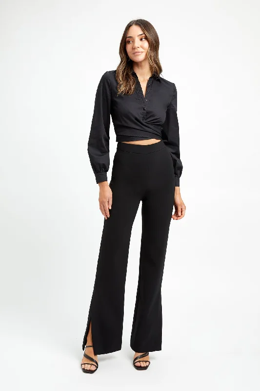 Delta Split Leg Pant Chic Wool Trousers
