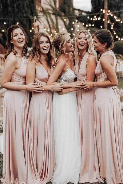 Cheap Long Chiffon Blush Pink Bridesmaid Dresses Convertible Open Back Maxi Dress Comfortable Casual Maxi Dress Cheap Long Chiffon Blush Pink Bridesmaid Dresses Convertible Open Back Maxi Dress Comfortable Casual Maxi Dress