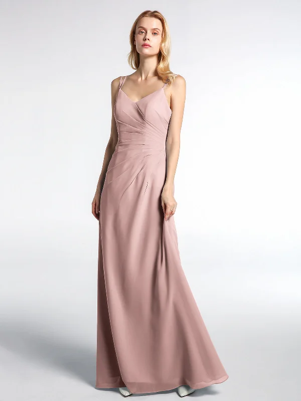 Double Straps Cross Back Chiffon Maxi Dress-Dusty Rose Cozy Ruffle Sleeve Maxi Dress Double Straps Cross Back Chiffon Maxi Dress-Dusty Rose Cozy Ruffle Sleeve Maxi Dress