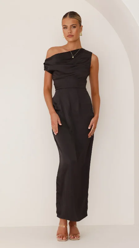 Harlowe Maxi Dress - Black Trendy Maxi Dress with Lace