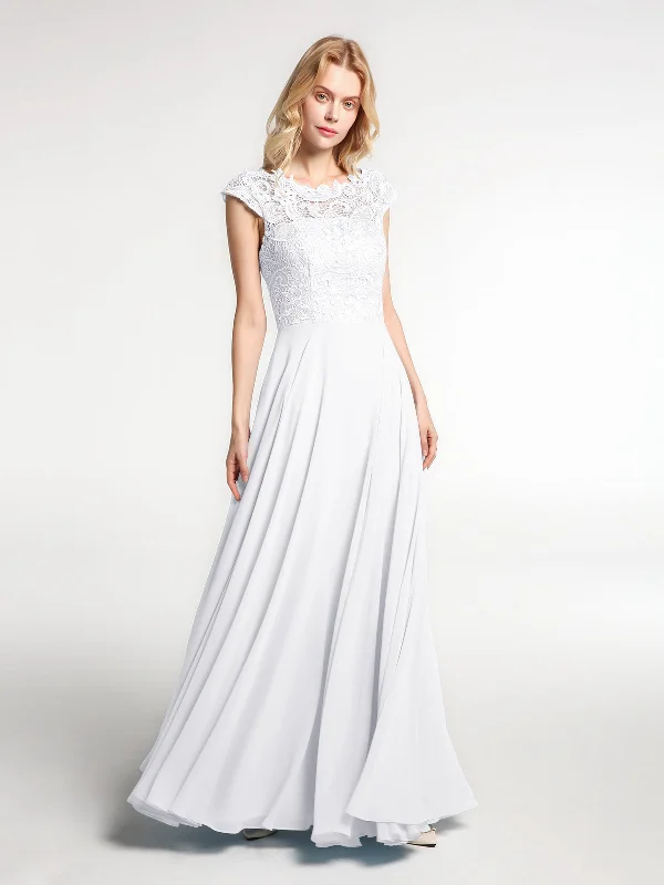 Illusion Wrap Neck Lace and Chiffon Maxi Dress-White Fashionable Button-Down Maxi Dress Illusion Wrap Neck Lace and Chiffon Maxi Dress-White Fashionable Button-Down Maxi Dress