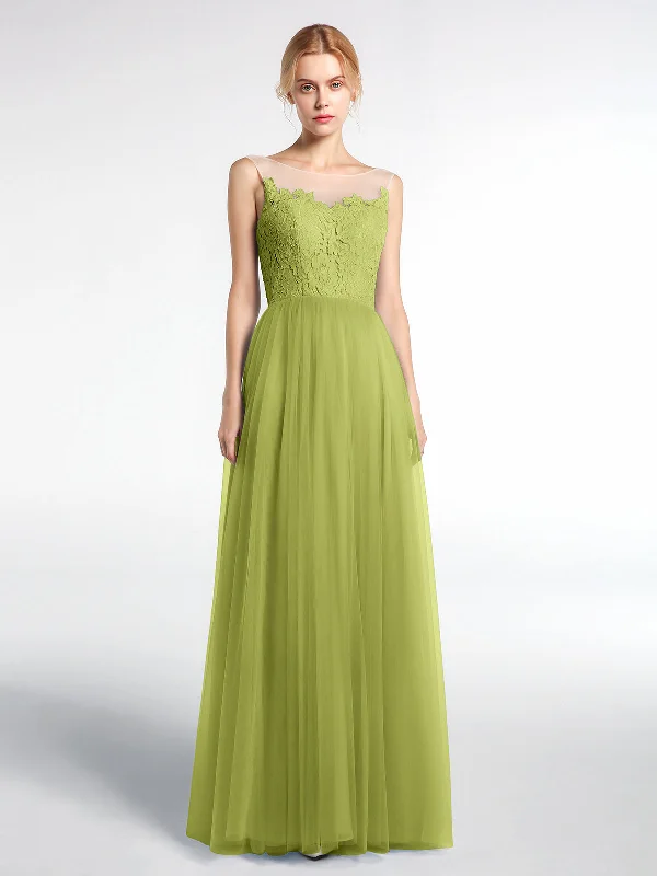 Illusion Neckline Lace and Tulle Maxi Dress-Clover Fashionable Button-Down Maxi Dress Illusion Neckline Lace and Tulle Maxi Dress-Clover Fashionable Button-Down Maxi Dress