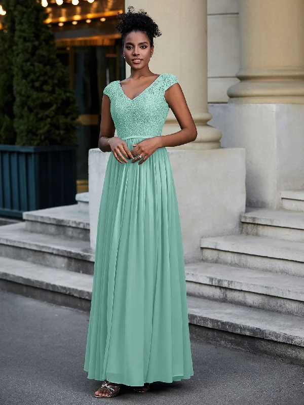 Lace and Chiffon Maxi Dress with Cap Sleeves-Turquoise Fashionable Halter Neck Maxi Dress Lace and Chiffon Maxi Dress with Cap Sleeves-Turquoise Fashionable Halter Neck Maxi Dress