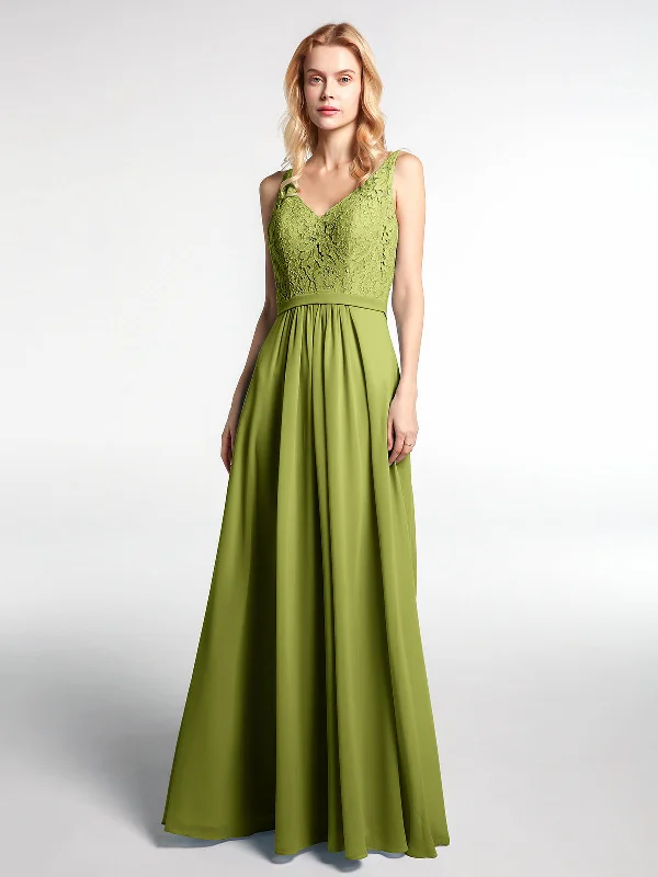 Lace Bodice Chiffon Skirt Maxi Dress with V-neck-Clover Fashionable Asymmetrical Maxi Dress Lace Bodice Chiffon Skirt Maxi Dress with V-neck-Clover Fashionable Asymmetrical Maxi Dress