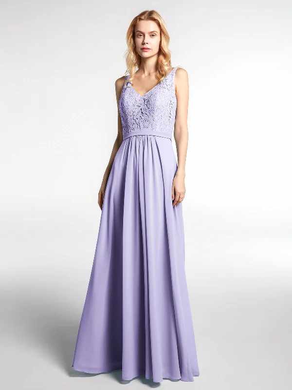 Lace Bodice Chiffon Skirt Maxi Dress with V-neck-Lilac Fashionable Maxi Dress with Fringe Lace Bodice Chiffon Skirt Maxi Dress with V-neck-Lilac Fashionable Maxi Dress with Fringe