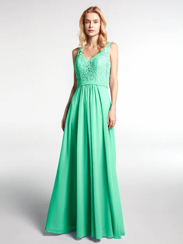 Lace Bodice Chiffon Skirt Maxi Dress with V-neck-Turquoise Trendy Maxi Dress with Straps Lace Bodice Chiffon Skirt Maxi Dress with V-neck-Turquoise Trendy Maxi Dress with Straps