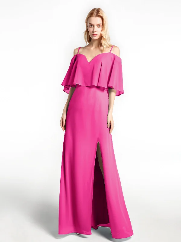 Ruffled Cold Shoulder Maxi Dress with Flounce Overlay Fuchsia Cozy Knitted Maxi Dress Ruffled Cold Shoulder Maxi Dress with Flounce Overlay Fuchsia Cozy Knitted Maxi Dress