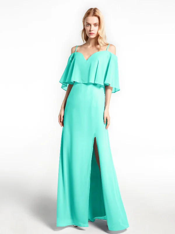 Ruffled Cold Shoulder Maxi Dress with Flounce Overlay Spa Comfortable Bohemian Maxi Dress Ruffled Cold Shoulder Maxi Dress with Flounce Overlay Spa Comfortable Bohemian Maxi Dress