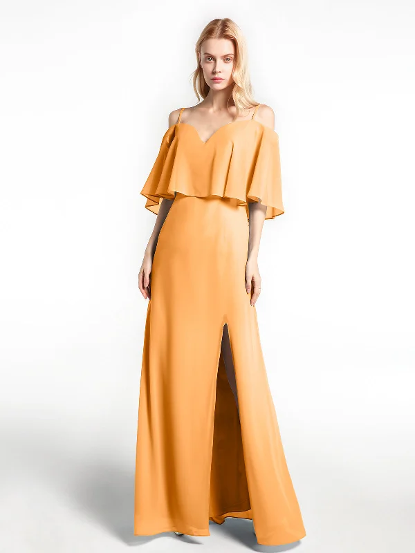 Ruffled Cold Shoulder Maxi Dress with Flounce Overlay Tangerine Cozy Longline Maxi Dress Ruffled Cold Shoulder Maxi Dress with Flounce Overlay Tangerine Cozy Longline Maxi Dress