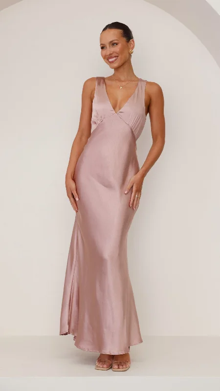 Sofia Maxi Dress - Dusty Pink Fashionable Chiffon Maxi Dress