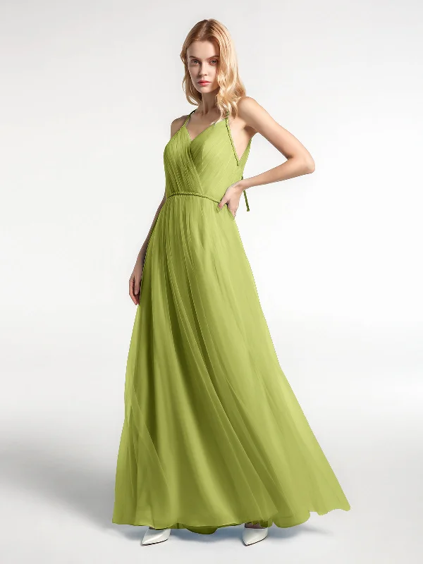 Twist Straps Tulle Maxi Dress with V Neckline Clover Fashionable Chiffon Tiered Maxi Dress Twist Straps Tulle Maxi Dress with V Neckline Clover Fashionable Chiffon Tiered Maxi Dress