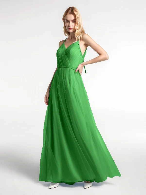 Twist Straps Tulle Maxi Dress with V Neckline Green Fashionable Off-Shoulder Maxi Dress Twist Straps Tulle Maxi Dress with V Neckline Green Fashionable Off-Shoulder Maxi Dress
