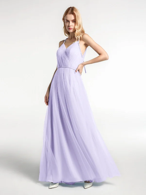 Twist Straps Tulle Maxi Dress with V Neckline Lilac Fashionable Chiffon Tiered Maxi Dress Twist Straps Tulle Maxi Dress with V Neckline Lilac Fashionable Chiffon Tiered Maxi Dress