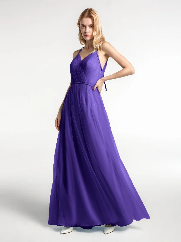 Twist Straps Tulle Maxi Dress with V Neckline Regency Fashionable Asymmetrical Maxi Dress Twist Straps Tulle Maxi Dress with V Neckline Regency Fashionable Asymmetrical Maxi Dress