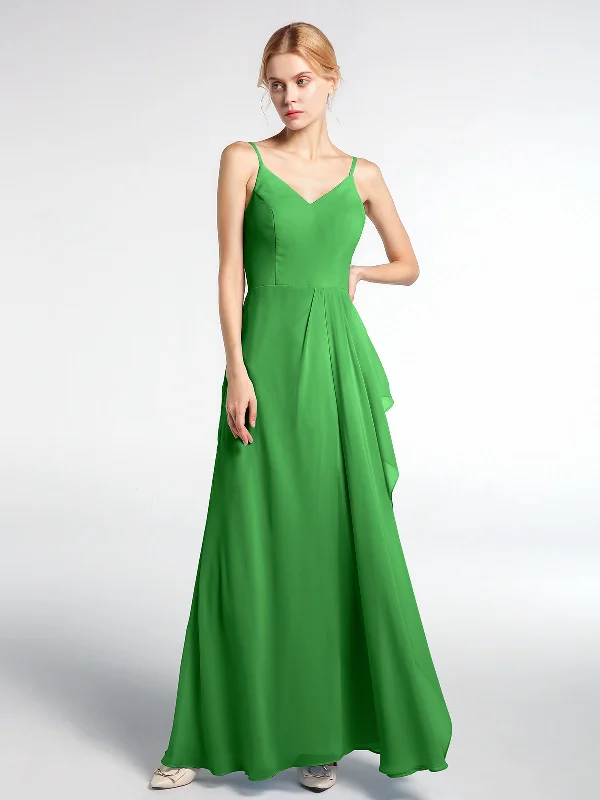V-neck Chiffon Simple Maxi Dress with Spaghetti Straps-Green Stylish Long Sleeve Maxi Dress V-neck Chiffon Simple Maxi Dress with Spaghetti Straps-Green Stylish Long Sleeve Maxi Dress