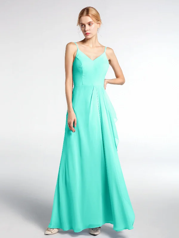 V-neck Chiffon Simple Maxi Dress with Spaghetti Straps-Spa Comfortable Maxi Dress with Slits V-neck Chiffon Simple Maxi Dress with Spaghetti Straps-Spa Comfortable Maxi Dress with Slits