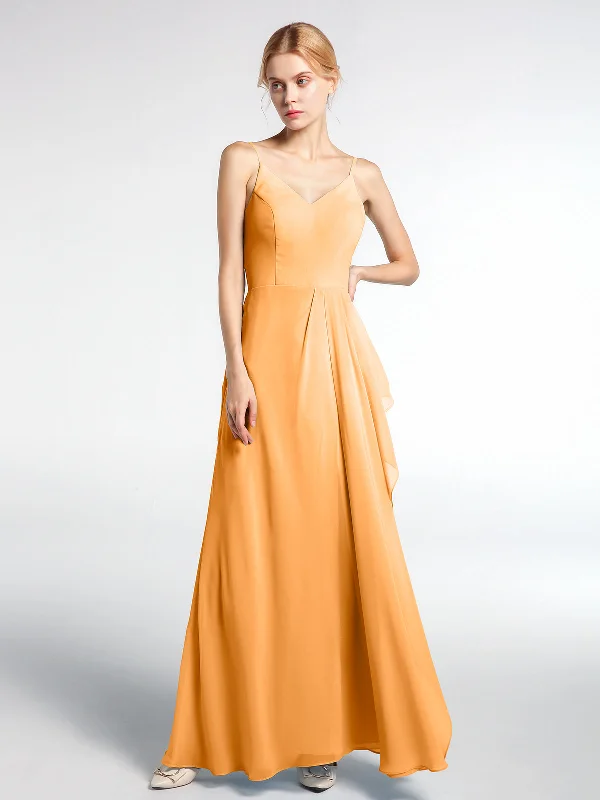 V-neck Chiffon Simple Maxi Dress with Spaghetti Straps-Tangerine Comfortable Fitted Maxi Dress V-neck Chiffon Simple Maxi Dress with Spaghetti Straps-Tangerine Comfortable Fitted Maxi Dress