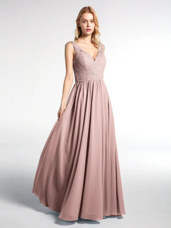 V-neck Lace Top Chiffon Skirt Maxi Dress-Dusty Rose Fashionable Off-Shoulder Maxi Dress V-neck Lace Top Chiffon Skirt Maxi Dress-Dusty Rose Fashionable Off-Shoulder Maxi Dress