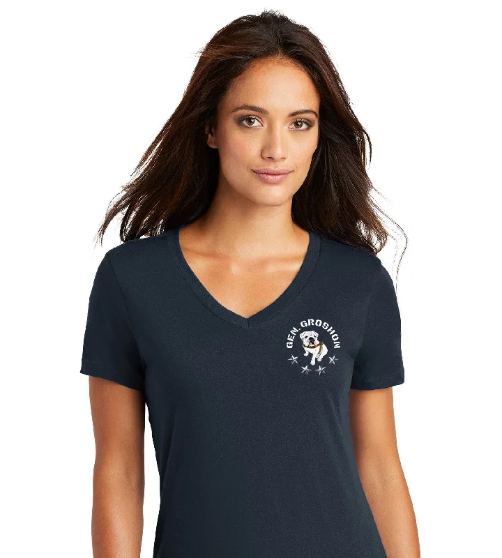The Citadel Mascot Bulldog, Gen. Groshon, Women’s V-Neck Tee Shirt Rayon Fabric Velvet Fabric Corduroy Fabric The Citadel Mascot Bulldog, Gen. Groshon, Women’s V-Neck Tee Shirt Rayon Fabric Velvet Fabric Corduroy Fabric
