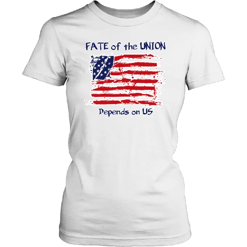 Fate of the Union Depends on Us Women's Patriotic Shirt Spandex Blend Rayon Blend Denim Blend Fate of the Union Depends on Us Women's Patriotic Shirt Spandex Blend Rayon Blend Denim Blend