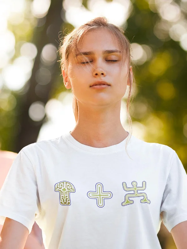 Mushroom Plus Party Short-Sleeve Women T-Shirt - White - Made to order Asymmetrical Pockets Print Mushroom Plus Party Short-Sleeve Women T-Shirt - White - Made to order Asymmetrical Pockets Print