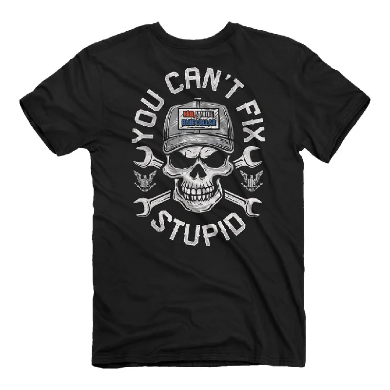 Red, White, and Blue Collar - Skull & Wrench T-Shirt Fitted T-Shirt Seamless Stretchy Red, White, and Blue Collar - Skull & Wrench T-Shirt Fitted T-Shirt Seamless Stretchy