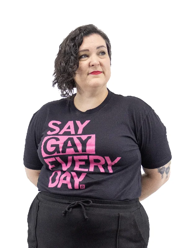 Say Gay Every Day T-Shirt RAYGUN Real Fur Shearling Chenille