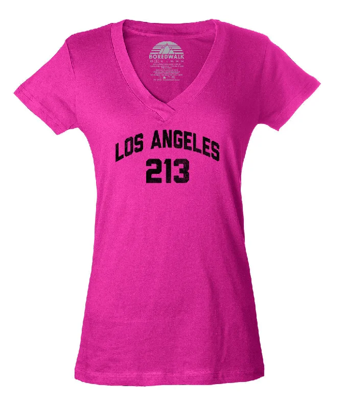 Women's Los Angeles 213 Area Code Vneck T-Shirt Graphic T-Shirt Round Neck Polyester Women's Los Angeles 213 Area Code Vneck T-Shirt Graphic T-Shirt Round Neck Polyester