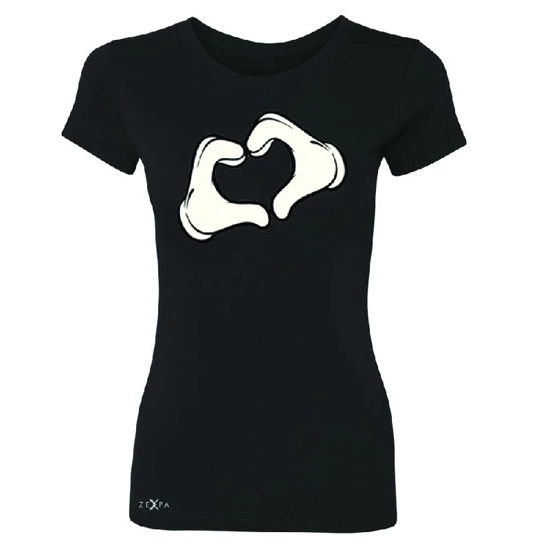 Zexpa Apparel™ Cartoon Hands Heart Showing Women's T-shirt Humor Tee Handmade Hand-knitted Hand-woven Zexpa Apparel™ Cartoon Hands Heart Showing Women's T-shirt Humor Tee Handmade Hand-knitted Hand-woven