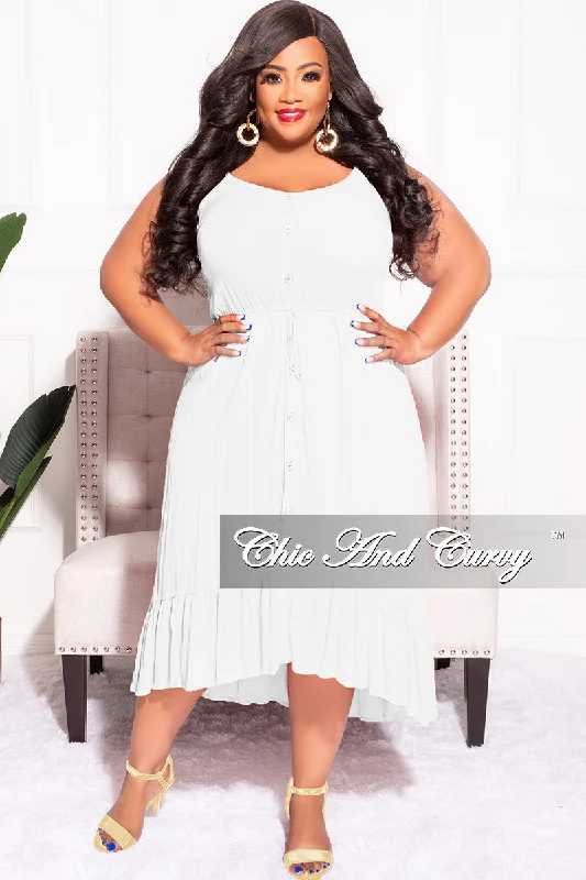 Final Sale Plus Size Spaghetti Strap Dress in Off White
