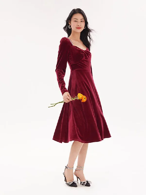 Red Velvet Twisted Dress
