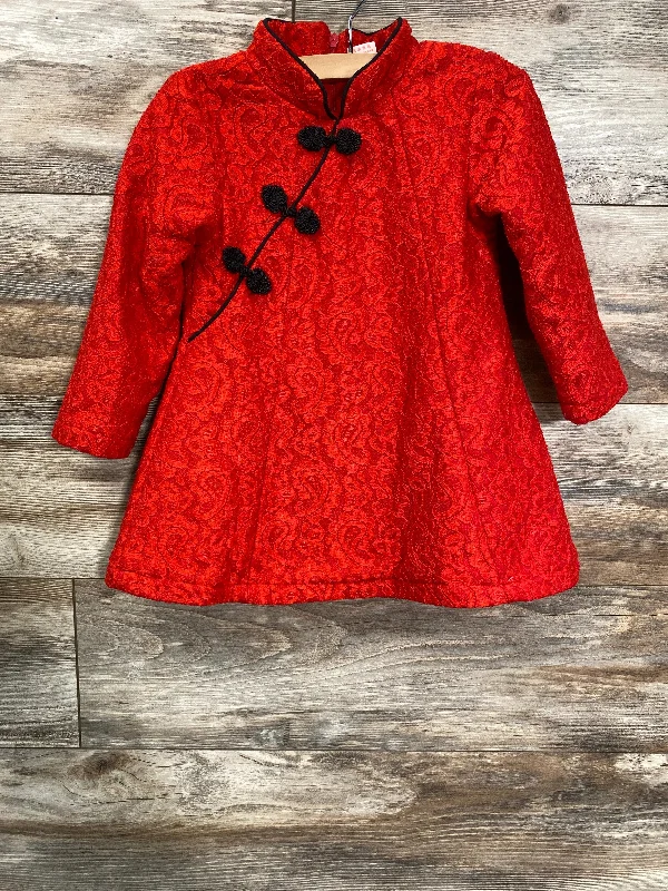 Fleece Lined Lace Dress Red sz 2T