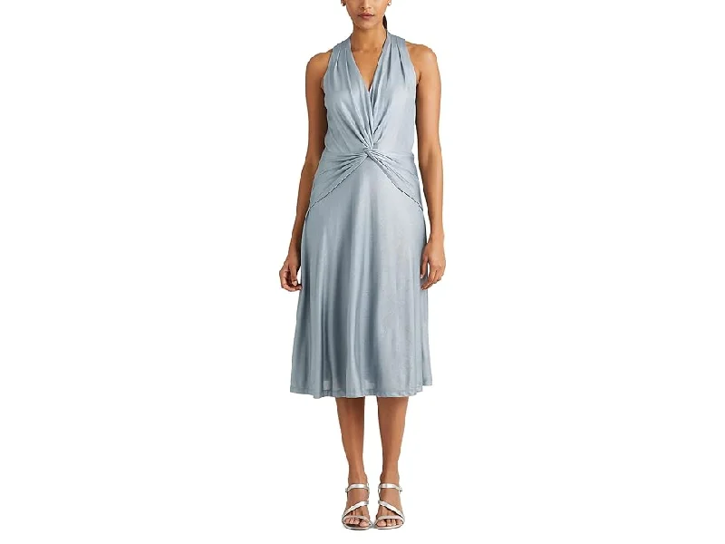 LAUREN Ralph Lauren Foil-Print Jersey Twist-Front Cocktail Dress