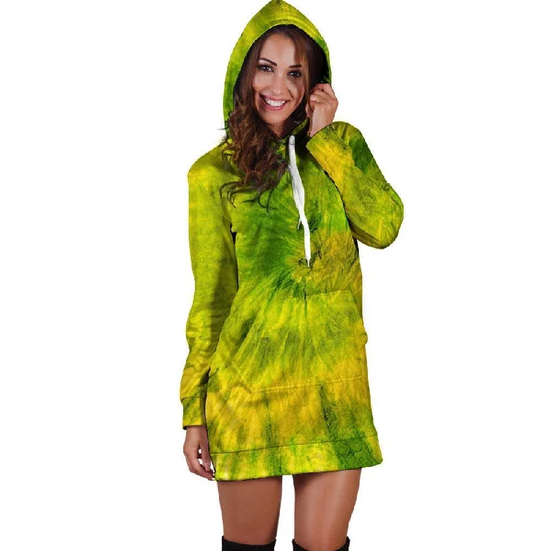 Lime Green Tie Dye Hoodie Dress