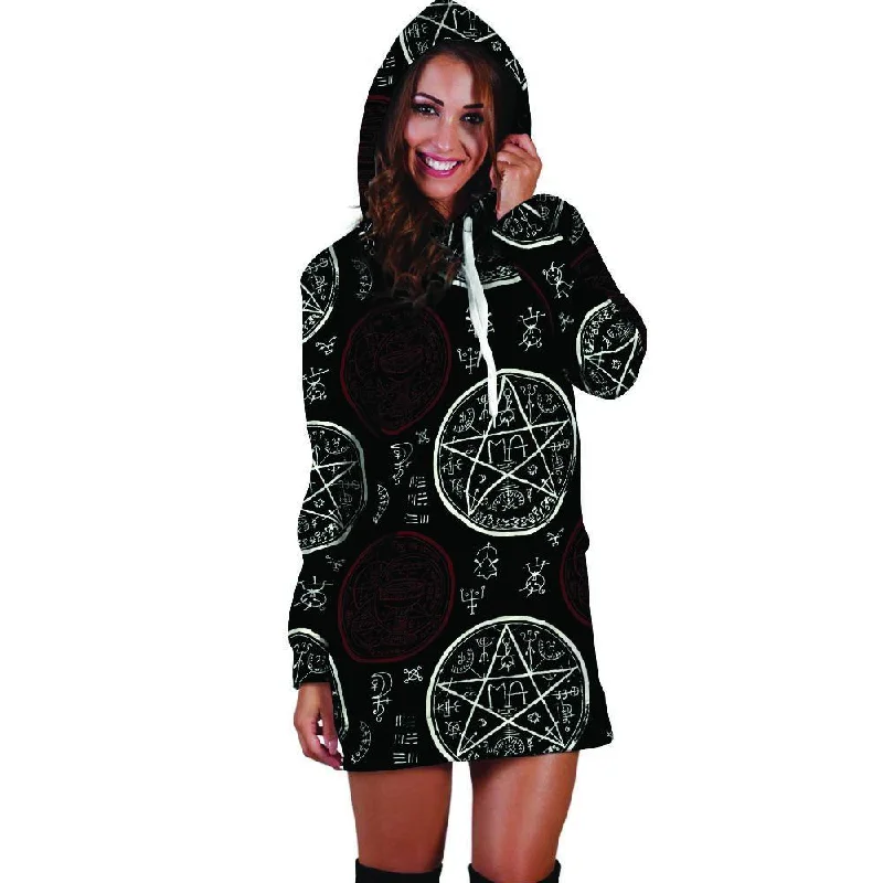 Magic Pentagram Gothic Witch Hoodie Dress
