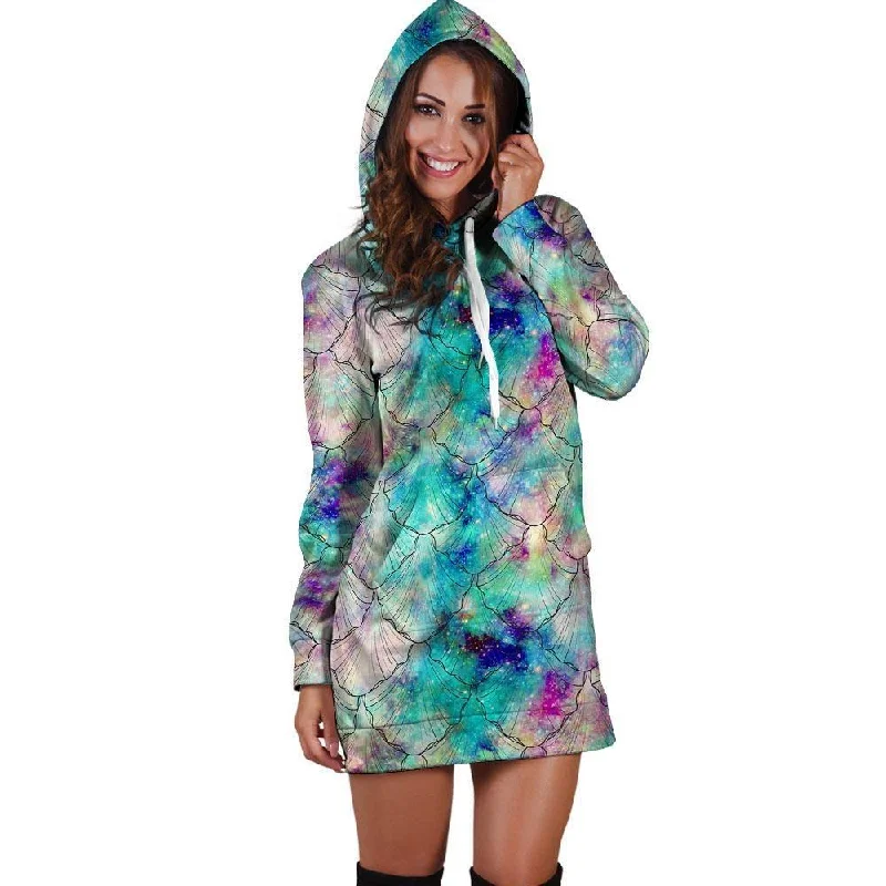 Mermaid Galaxy Print Hoodie Dress