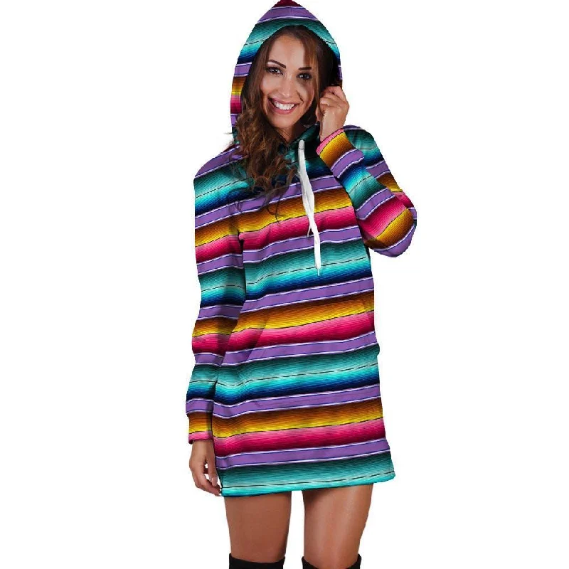 Mexican Baja Serape Hoodie Dress
