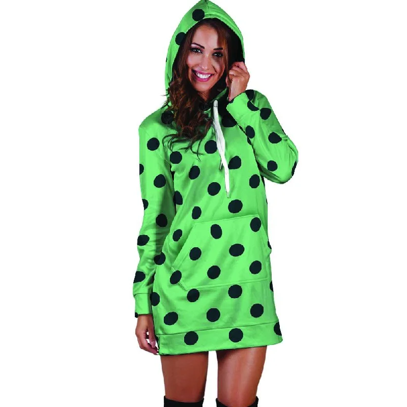 Mint And Green Polka Dot Hoodie Dress