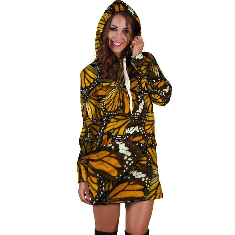 Monarch Butterfly Pattern Print Hoodie Dress