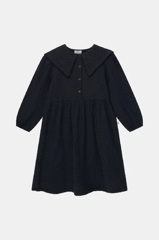 MY LITTLE COZMO DARK GREY JANEK GAUZE DRESS