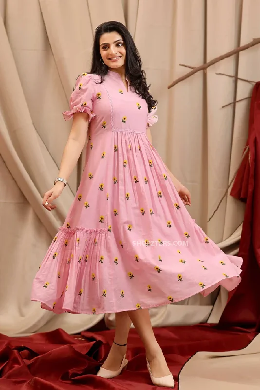 Pastel Pink Daylily Summer Dress