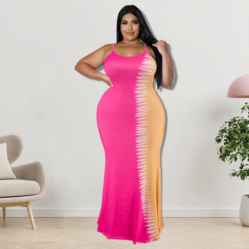 Plus Size Clothing Contrast Color Strap Dress