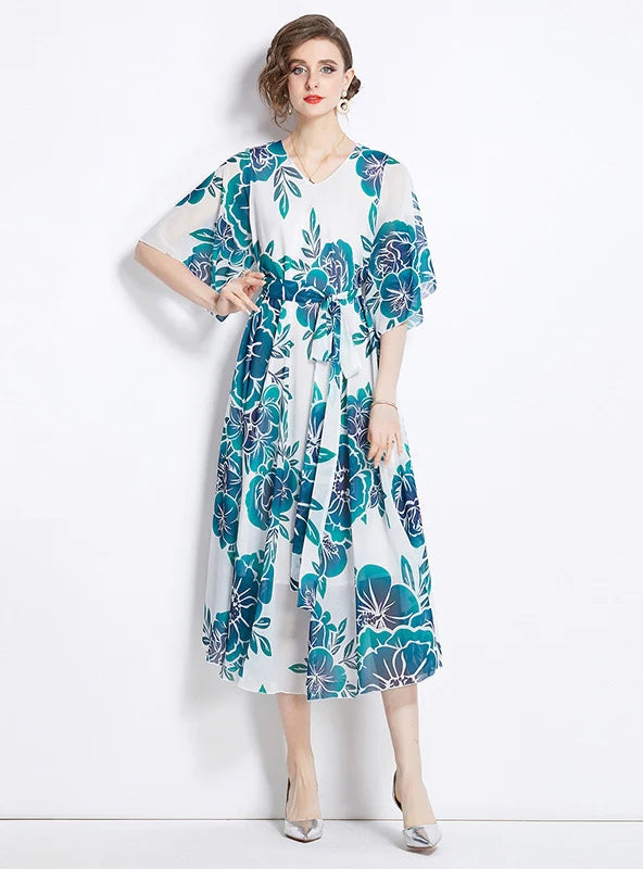 PRINTED PLUS-SIZE LOOSE DRESS