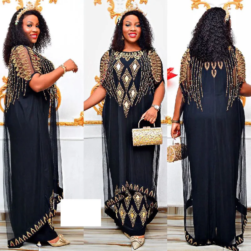 Rhinestone Mesh False Two-piece Suit Dress Women