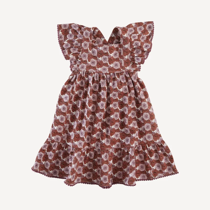 ruffle strap pom pom dress | poppies and daisies | organic cotton interlock