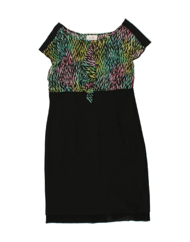 WALLIS Womens Petite Ruffle Front Sheath Dress UK 14 Medium Multicoloured