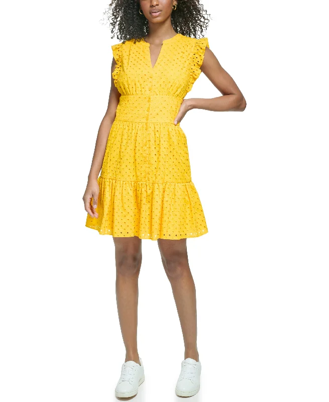 Women's Eyelet Button-Front Dress