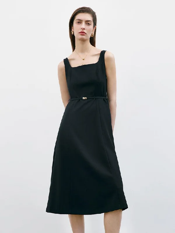 Worsted Wool Vest Dress With Belt