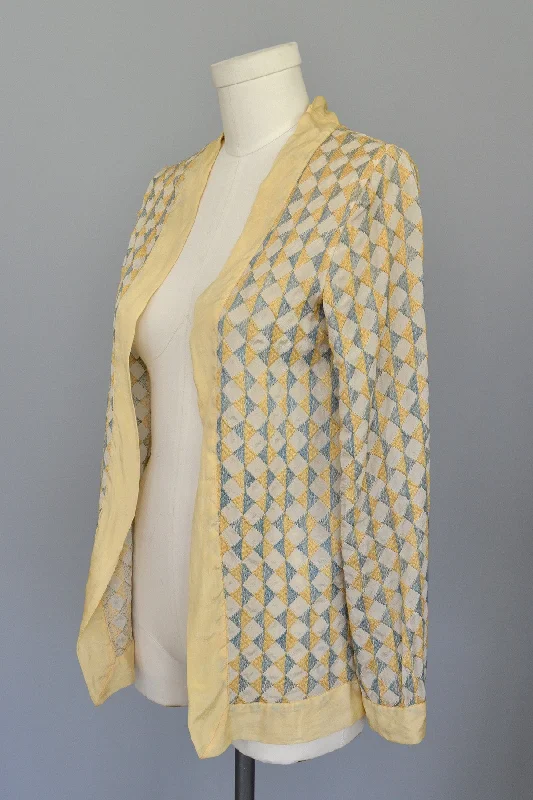 RESERVED 1920s Deco Harlequin Embroidered Jacket Duster Snapped Jacket Toggled Jacket Drawstring Jacket RESERVED 1920s Deco Harlequin Embroidered Jacket Duster Snapped Jacket Toggled Jacket Drawstring Jacket