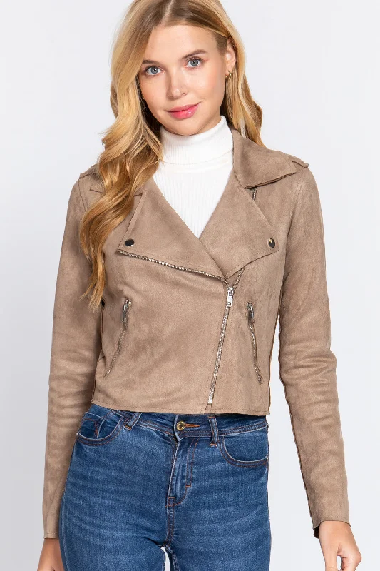 Long Slv Biker Faux Suede Short Jacket Hooded Jacket Caped Jacket Shawl Collar Jacket Long Slv Biker Faux Suede Short Jacket Hooded Jacket Caped Jacket Shawl Collar Jacket
